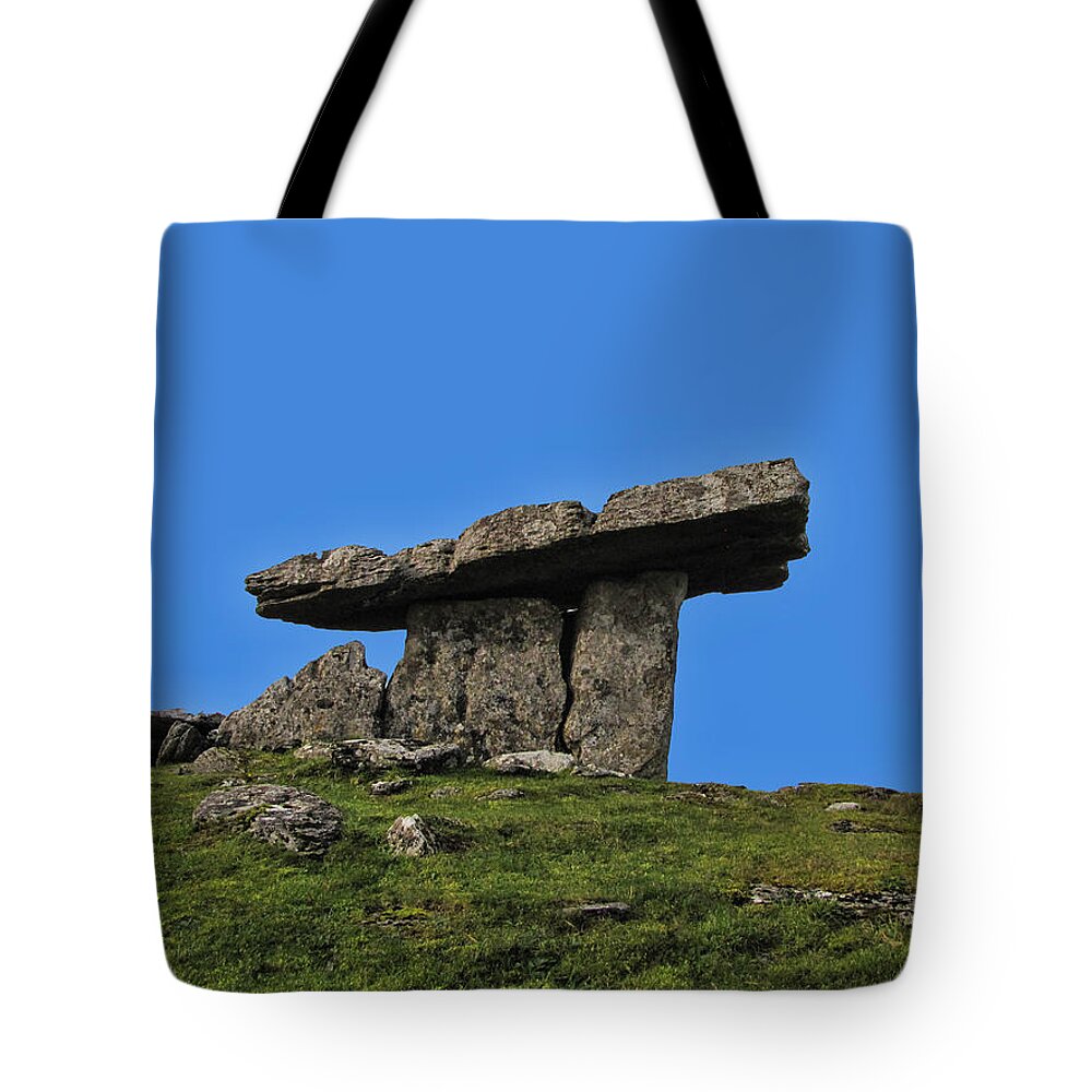Poulnabrone Tote Bag featuring the photograph Poulnabrone Dolmen by David Gleeson