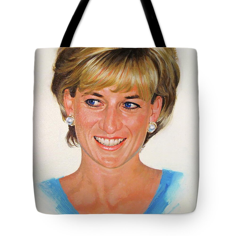Portrait Tote Bag featuring the painting Princess Diana by Cliff Spohn