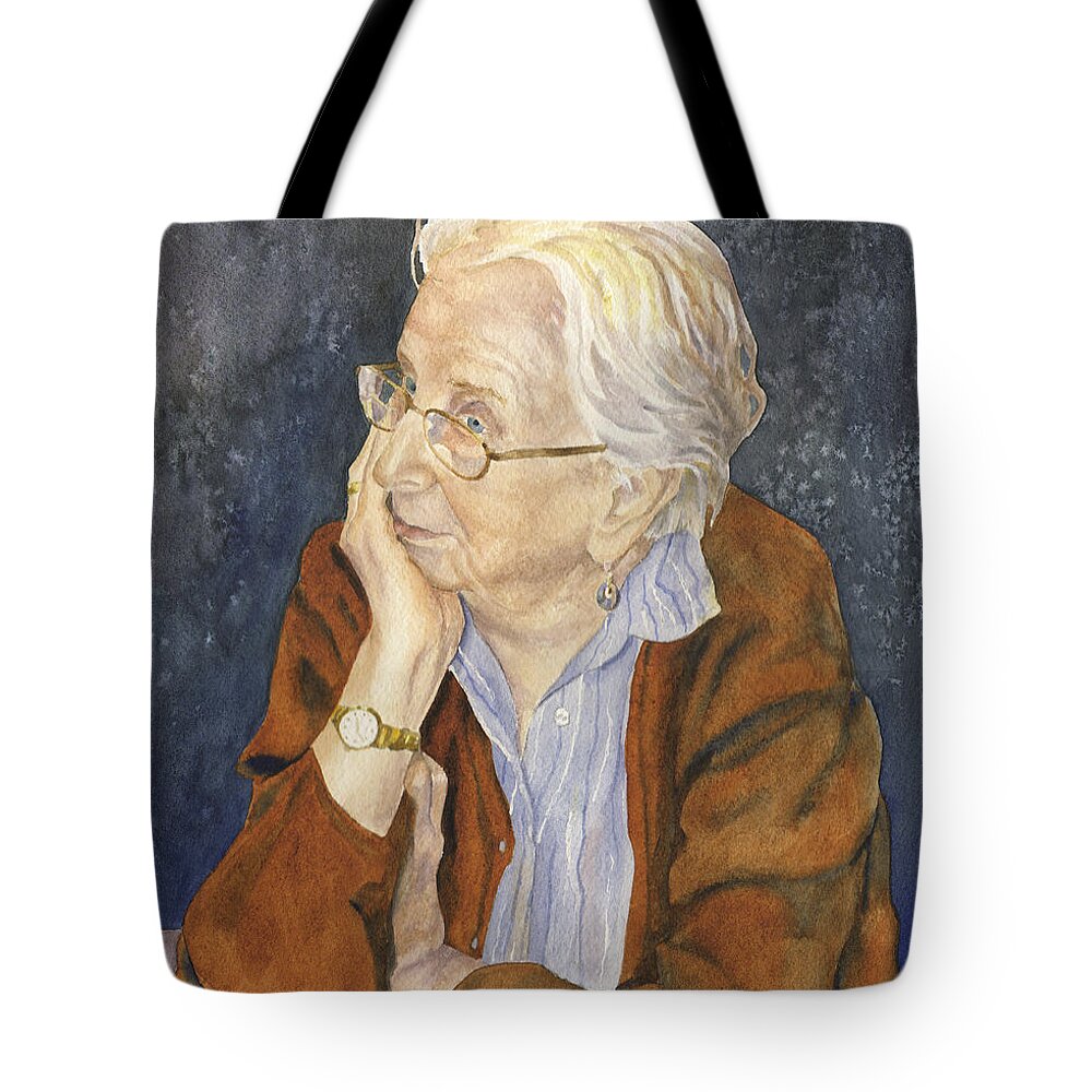 Old Woman Art Tote Bag featuring the painting Priscilla My Mother by Anne Gifford