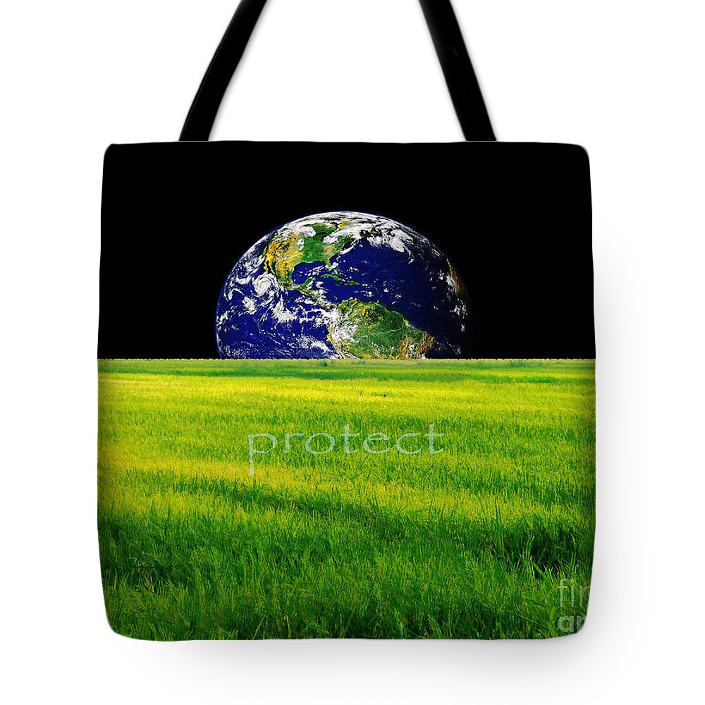 Earth Tote Bag featuring the digital art Protect by Lizi Beard-Ward