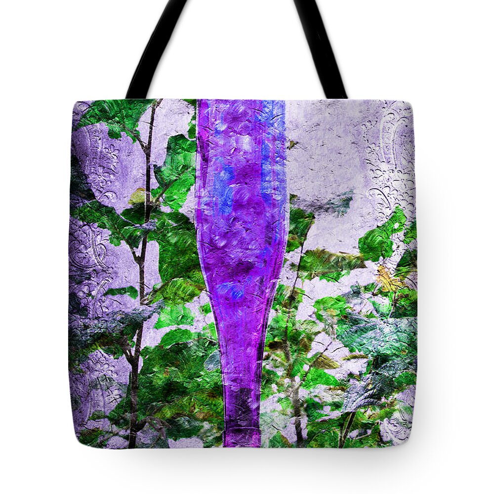 Glass Tote Bag featuring the photograph Purple Bottle Triptych 2 of 3 by Andee Design