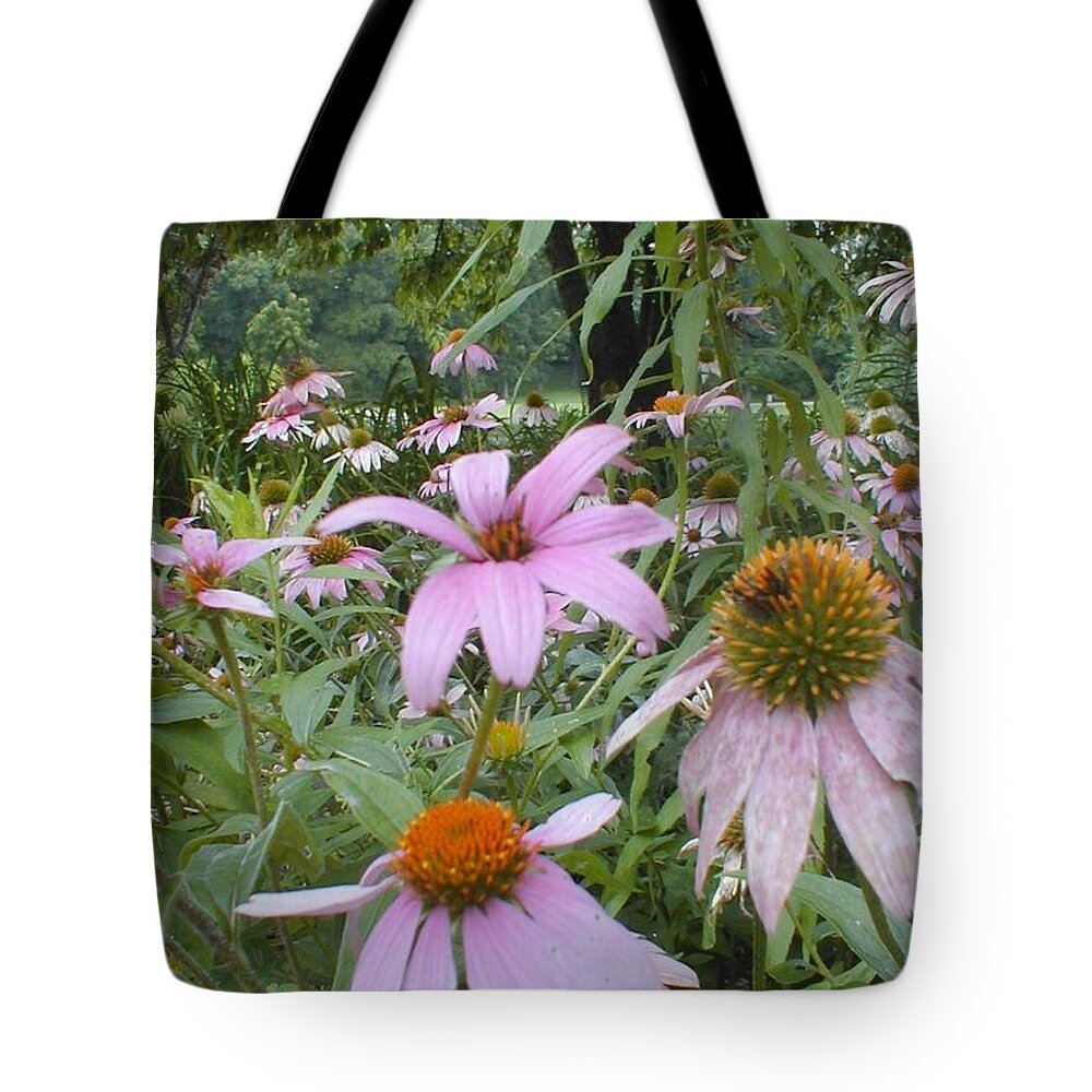 Flowers Tote Bag featuring the photograph Purple Coneflowers by Vonda Lawson-Rosa