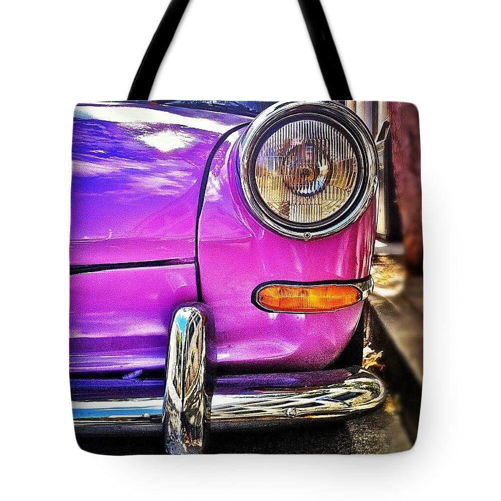 Vw Tote Bag featuring the photograph Purple VW Bug by Julie Gebhardt