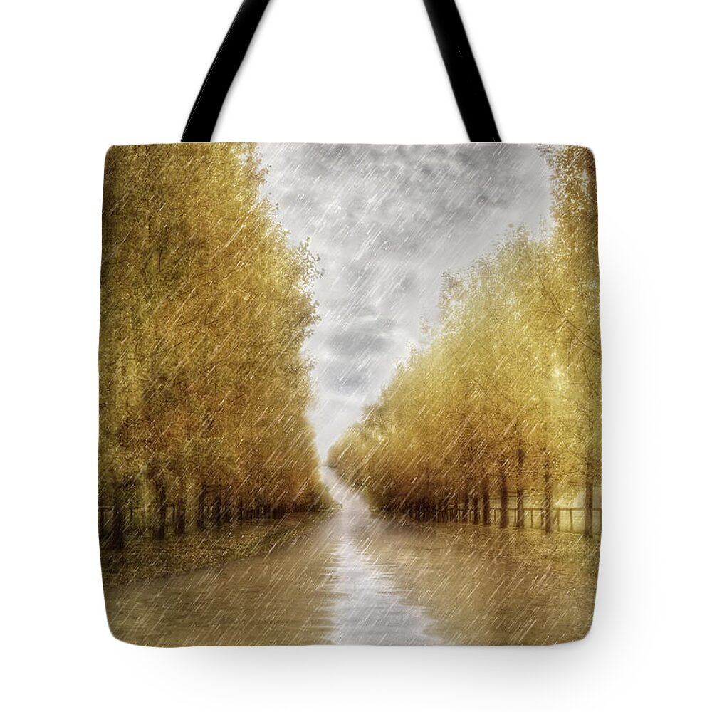 Trees Tote Bag featuring the digital art Rain by Diane Dugas