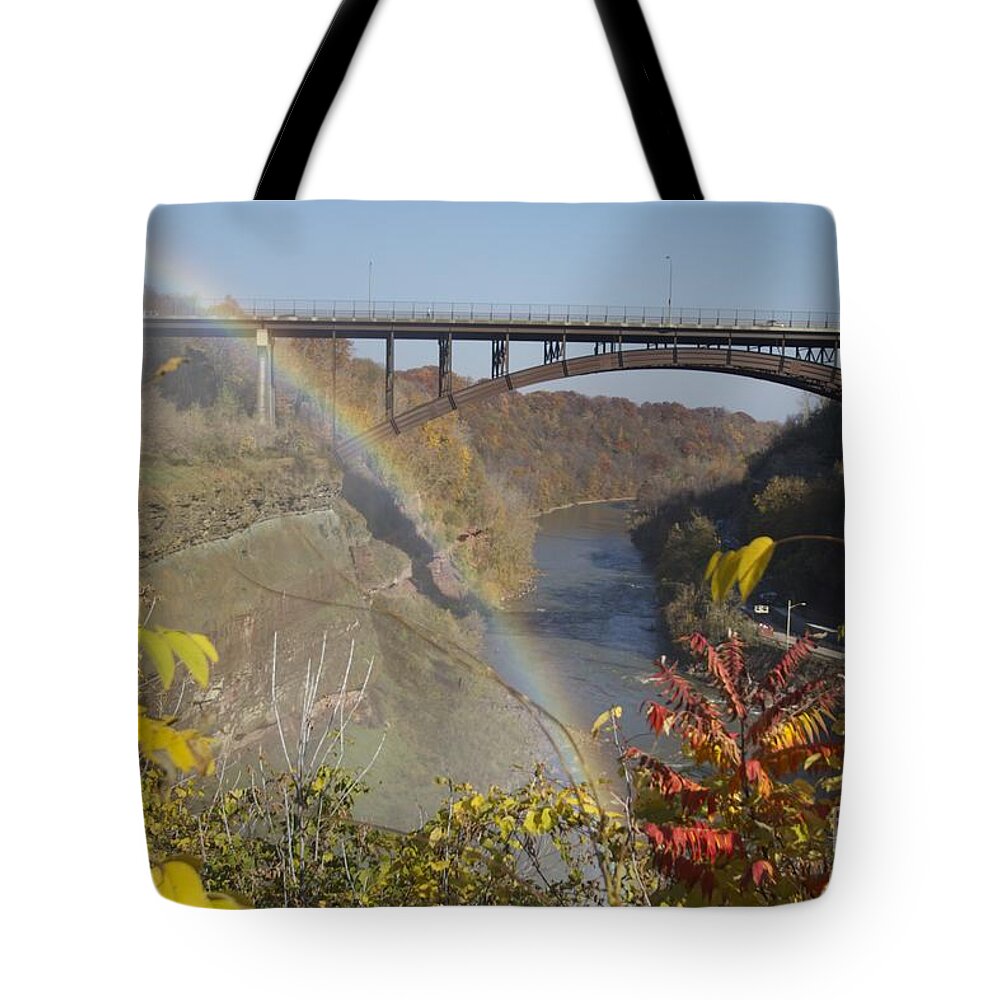 Rainbow Tote Bag featuring the photograph Rainbow at Lower Falls by William Norton