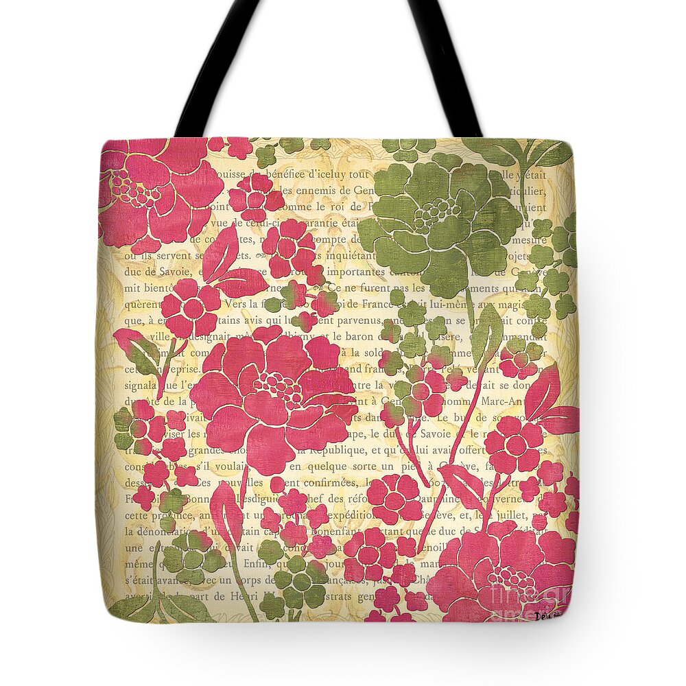 Raspberry Tote Bag featuring the painting Raspberry Sorbet Floral 2 by Debbie DeWitt
