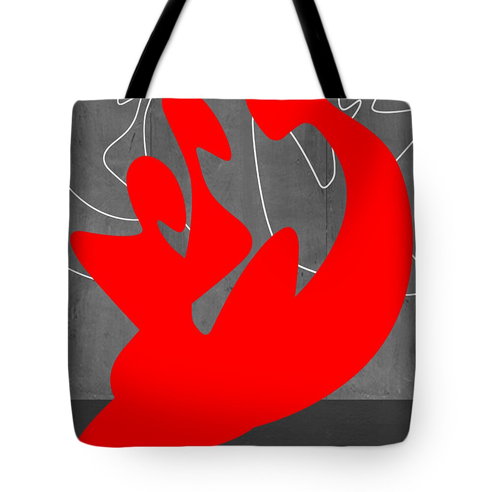 Abstract Tote Bag featuring the painting Red People by Naxart Studio