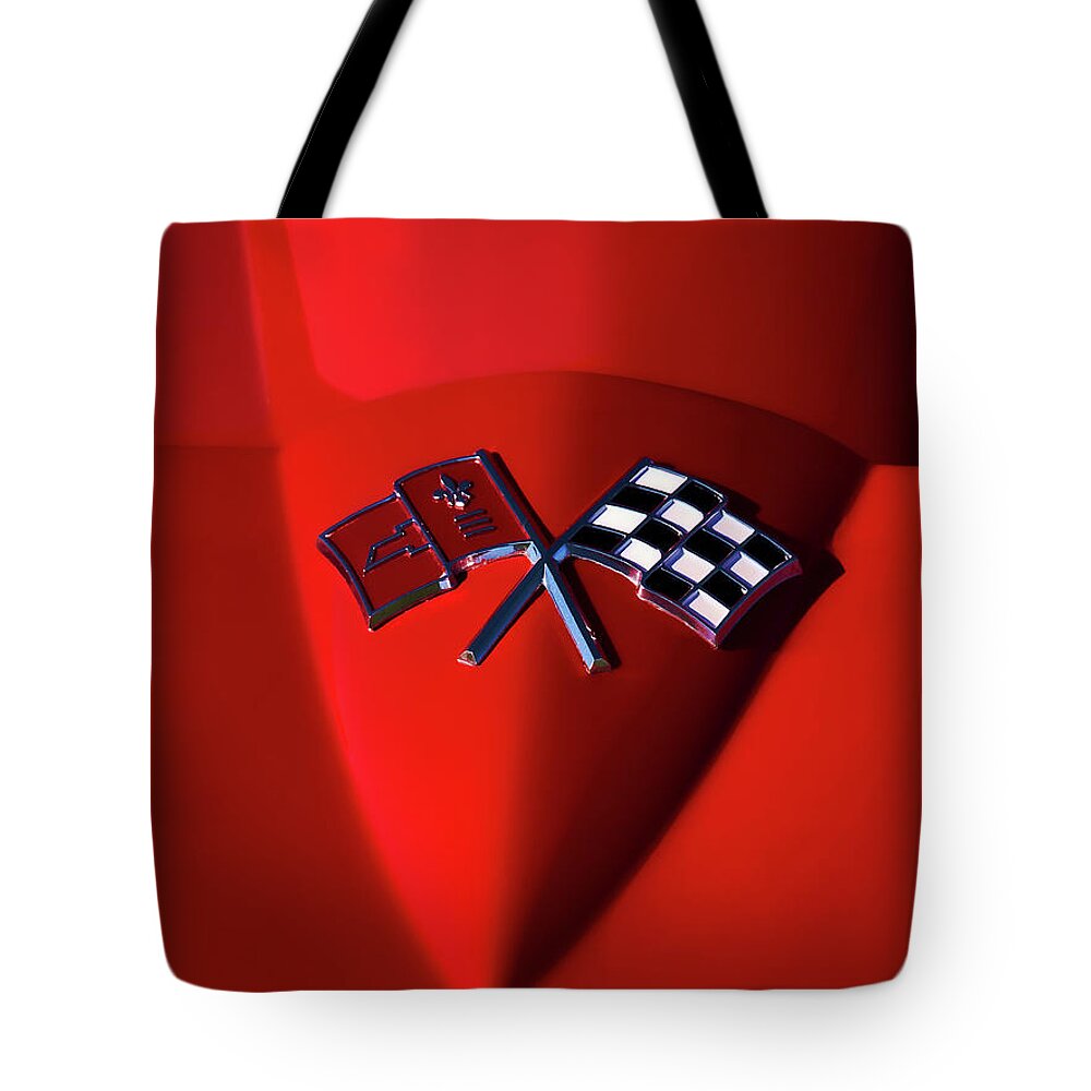 Red Tote Bag featuring the digital art Red Stingray Badge by Douglas Pittman