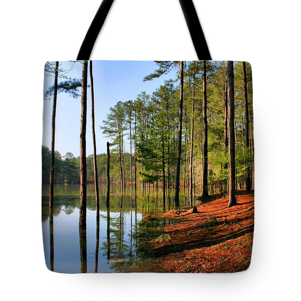 Flooded Tote Bag featuring the photograph Red Top Mountain by Kristin Elmquist