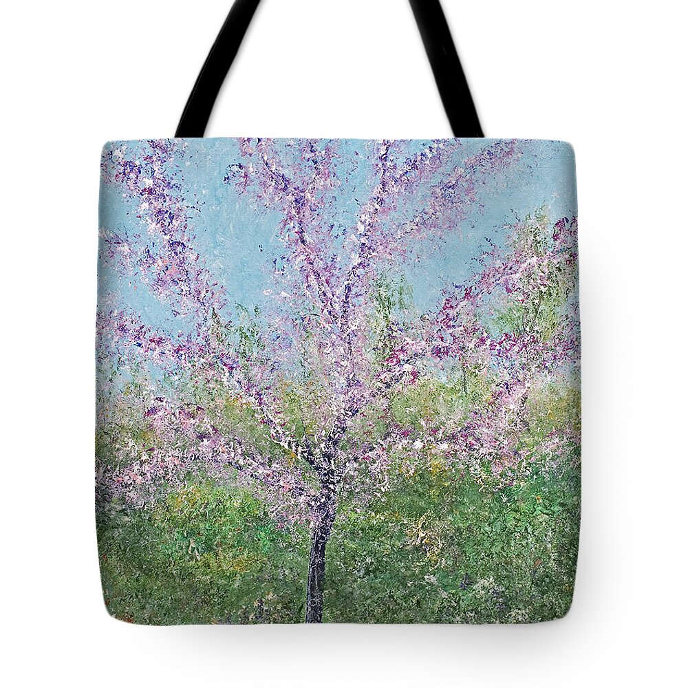 Landscape Tote Bag featuring the painting Redbud by Mr Dill