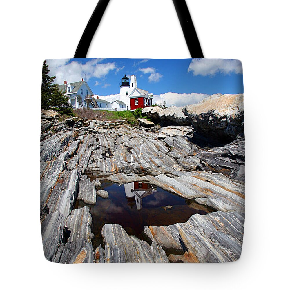 Lighthouse Tote Bag featuring the photograph Reflections of Pemaquid by Brenda Giasson