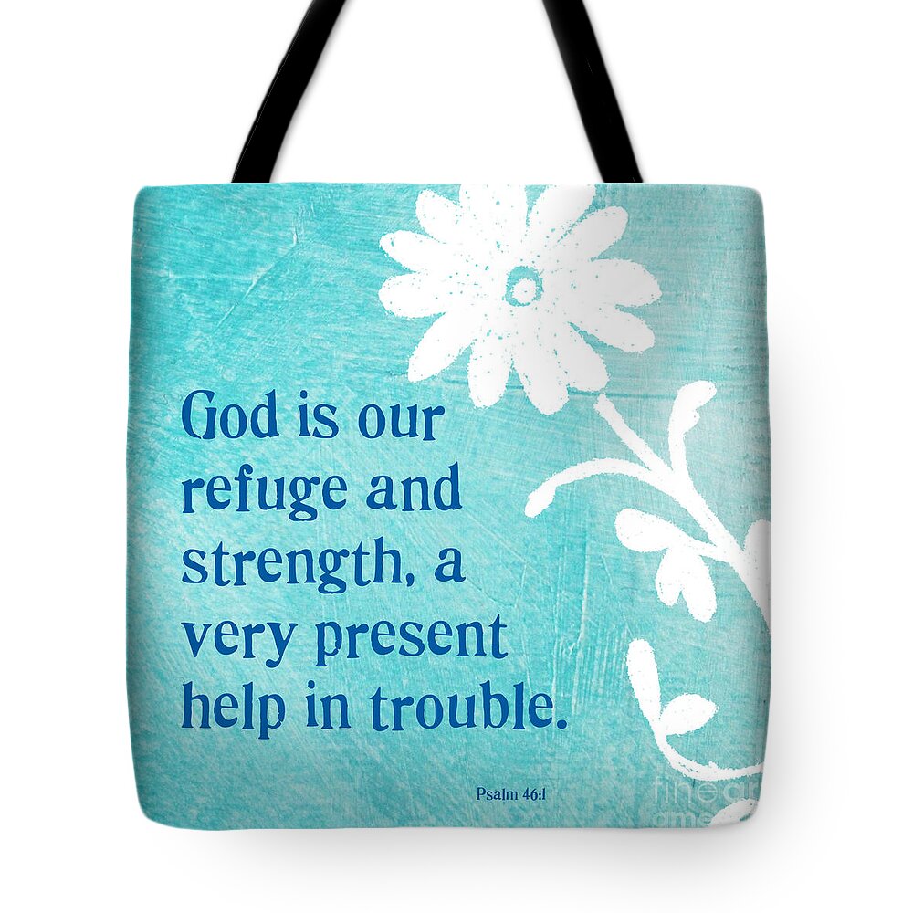Refuge Tote Bag featuring the mixed media Refuge and Strength by Linda Woods