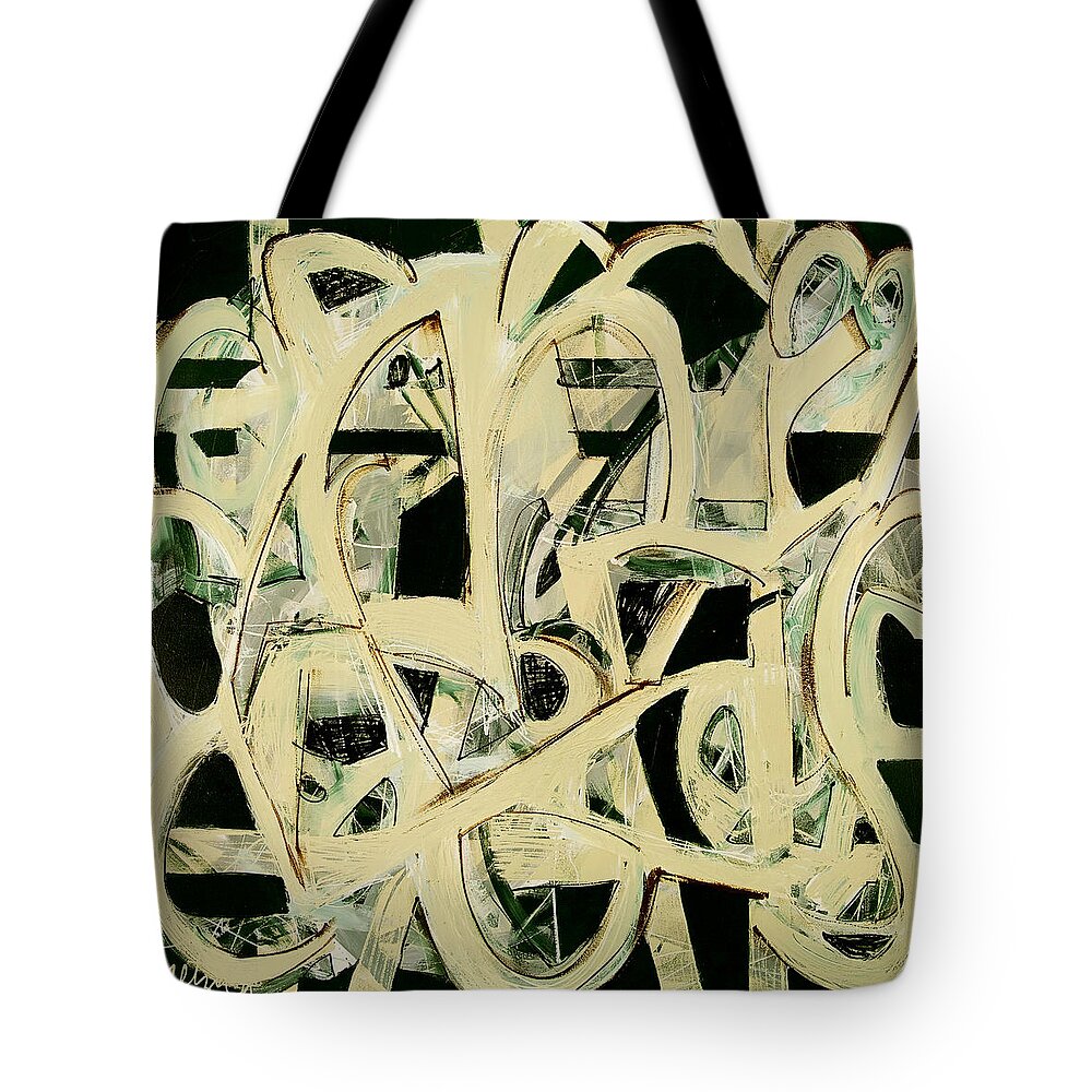 Abstract Tote Bag featuring the painting Ringed Migration by Lynne Taetzsch