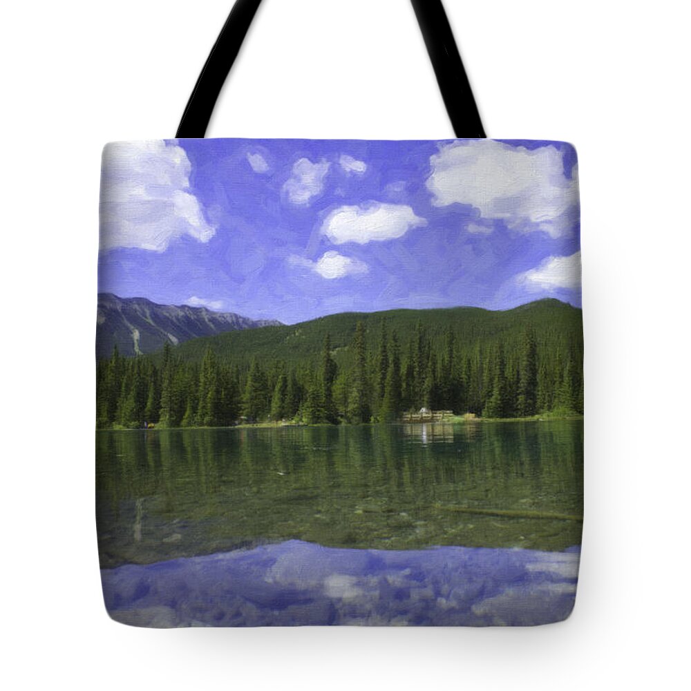 Landscape Tote Bag featuring the photograph Rockies and Blue Sky Paint by Donna L Munro