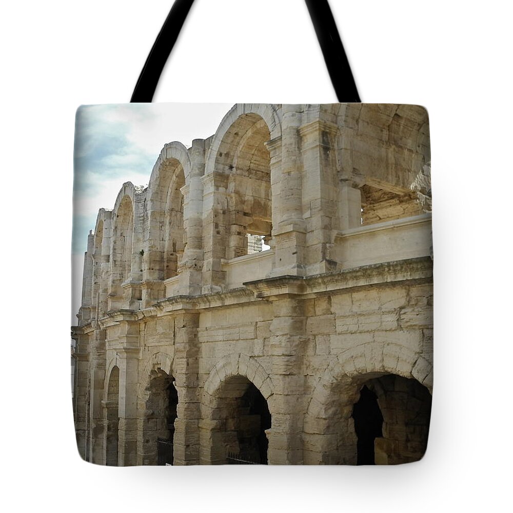 Roman Coliseum Tote Bag featuring the photograph Roman Coliseum in Arles by Kirsten Giving
