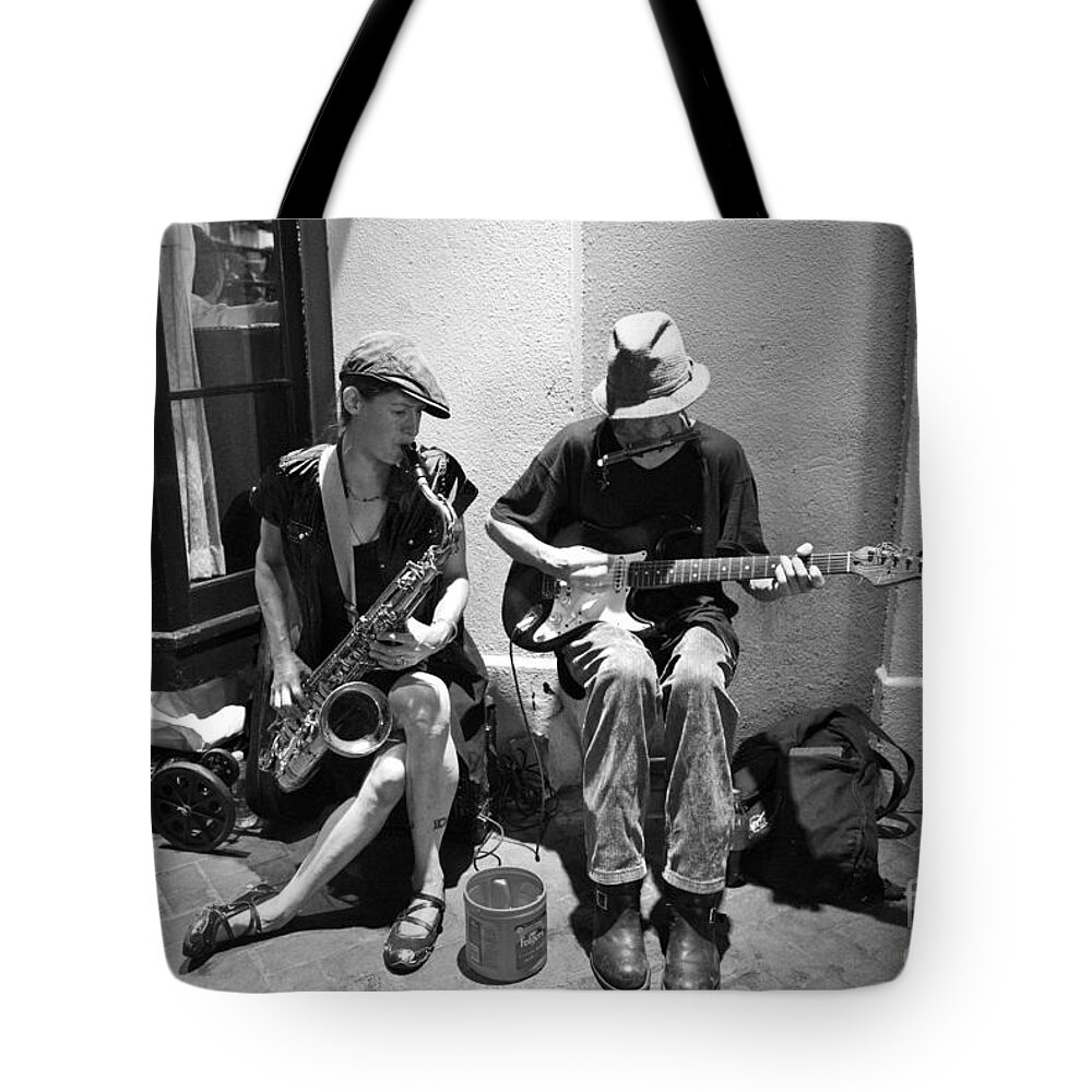 New Orleans Tote Bag featuring the photograph Royal Street Music by Leslie Leda