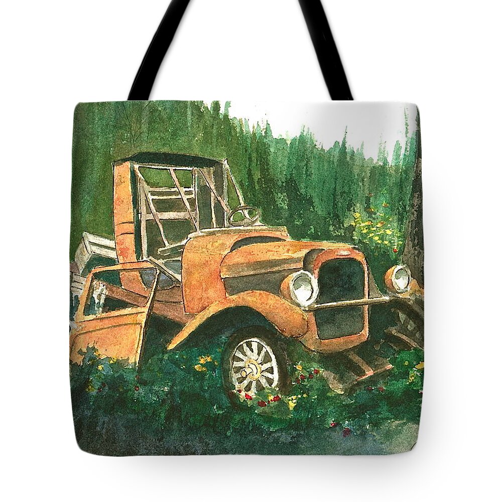 Vintage Tote Bag featuring the painting Run Down Pick Up by Frank SantAgata