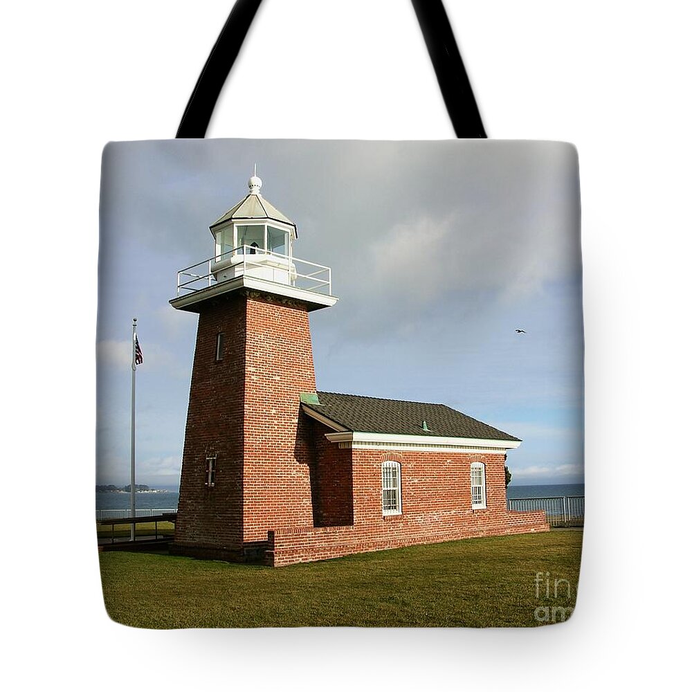 Lighthouse Tote Bag featuring the photograph Santa Cruz Lighthouse by Carol Groenen