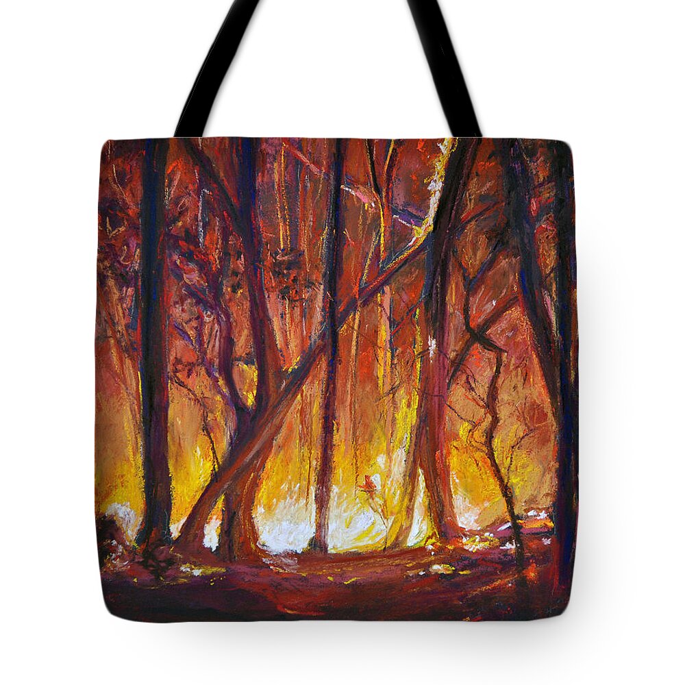Fire Tote Bag featuring the painting Savage Beauty by Li Newton