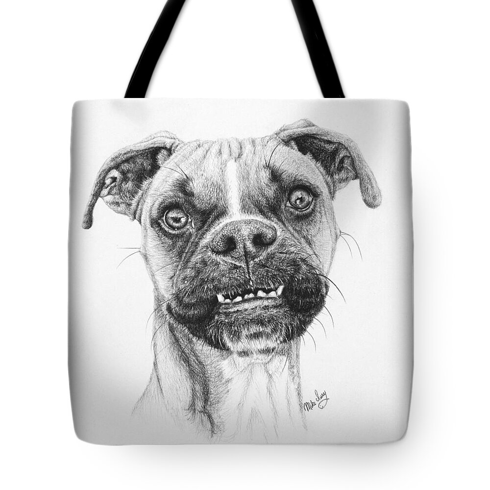 Dog Tote Bag featuring the drawing Scout by Mike Ivey