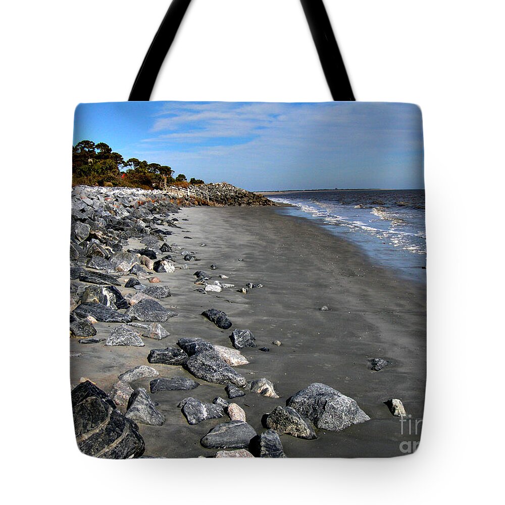 Beach Tote Bag featuring the painting Sea Island Beach Georgia by Audrey Peaty