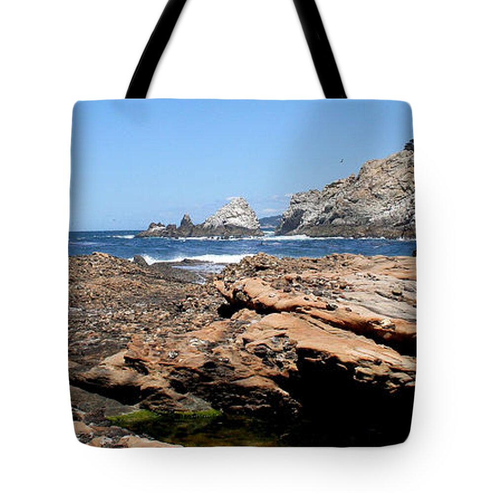 Pfeiffer Beach Tote Bag featuring the photograph 'Sea Level' by PJQandFriends Photography