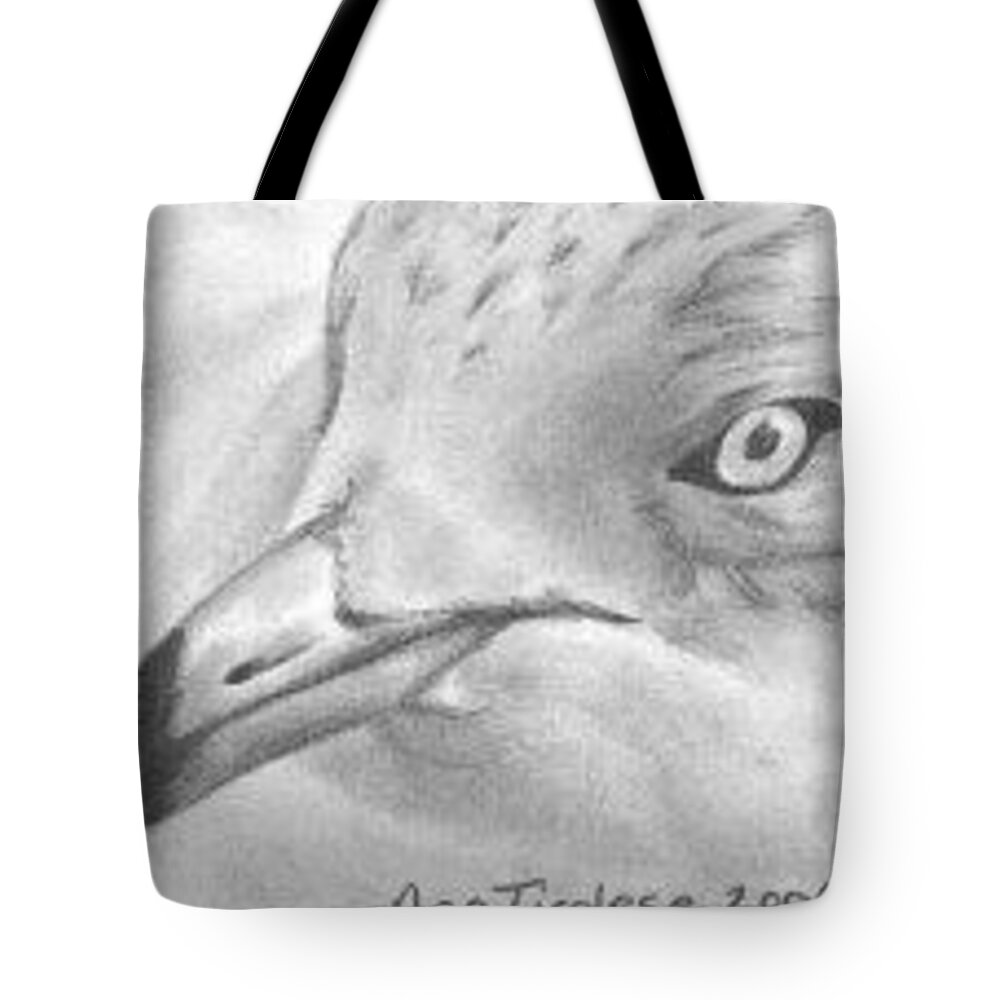 Bird Tote Bag featuring the drawing Seagull - ACEO by Ana Tirolese
