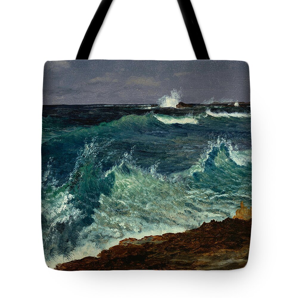 Albert Bierstadt Tote Bag featuring the painting Seascape by Albert Bierstadt