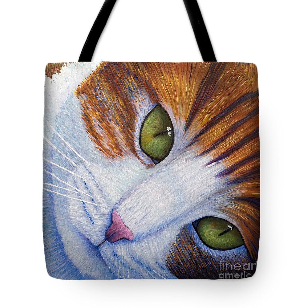 Cat Tote Bag featuring the painting Secrets by Brian Commerford