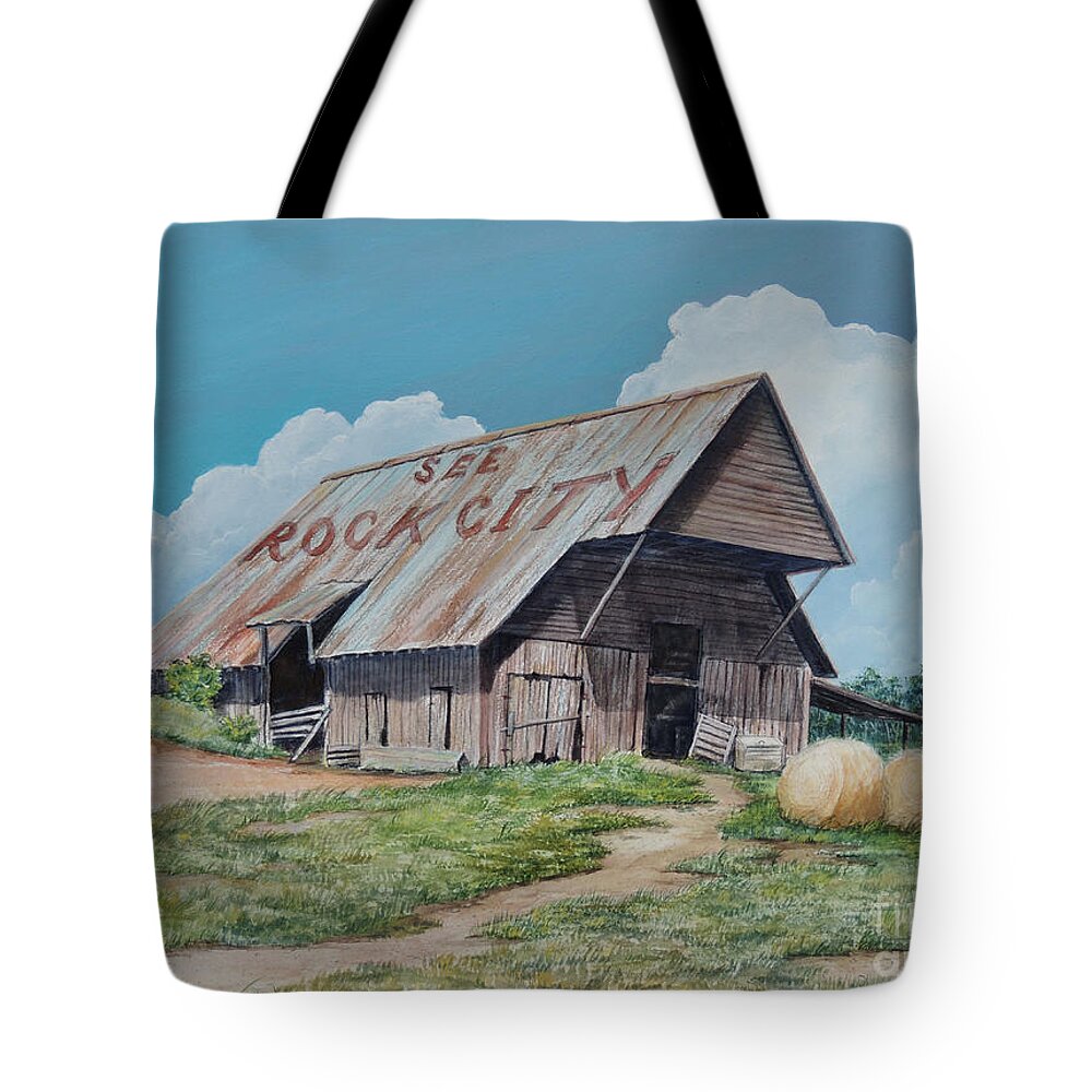 Watercolor Tote Bag featuring the painting See Rock City sold by Sandy Brindle