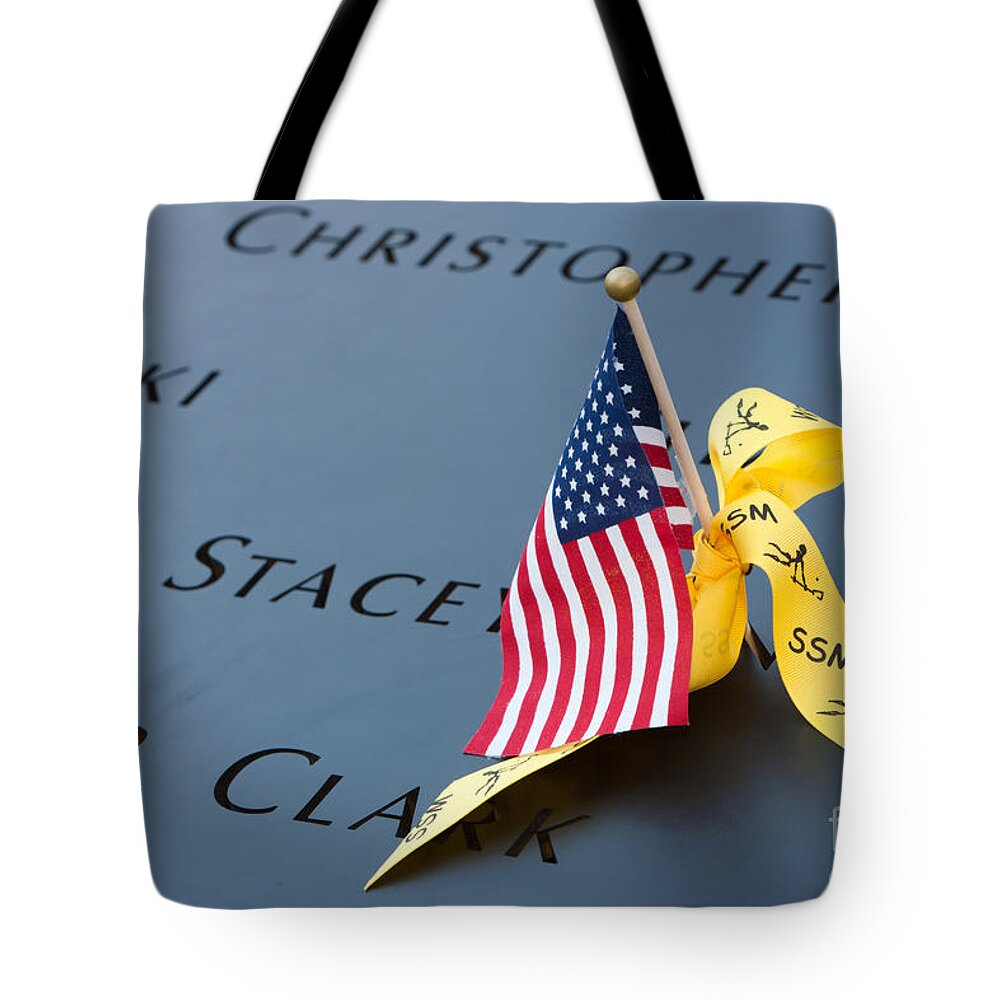 Clarence Holmes Tote Bag featuring the photograph September 11 Memorial Flag I by Clarence Holmes