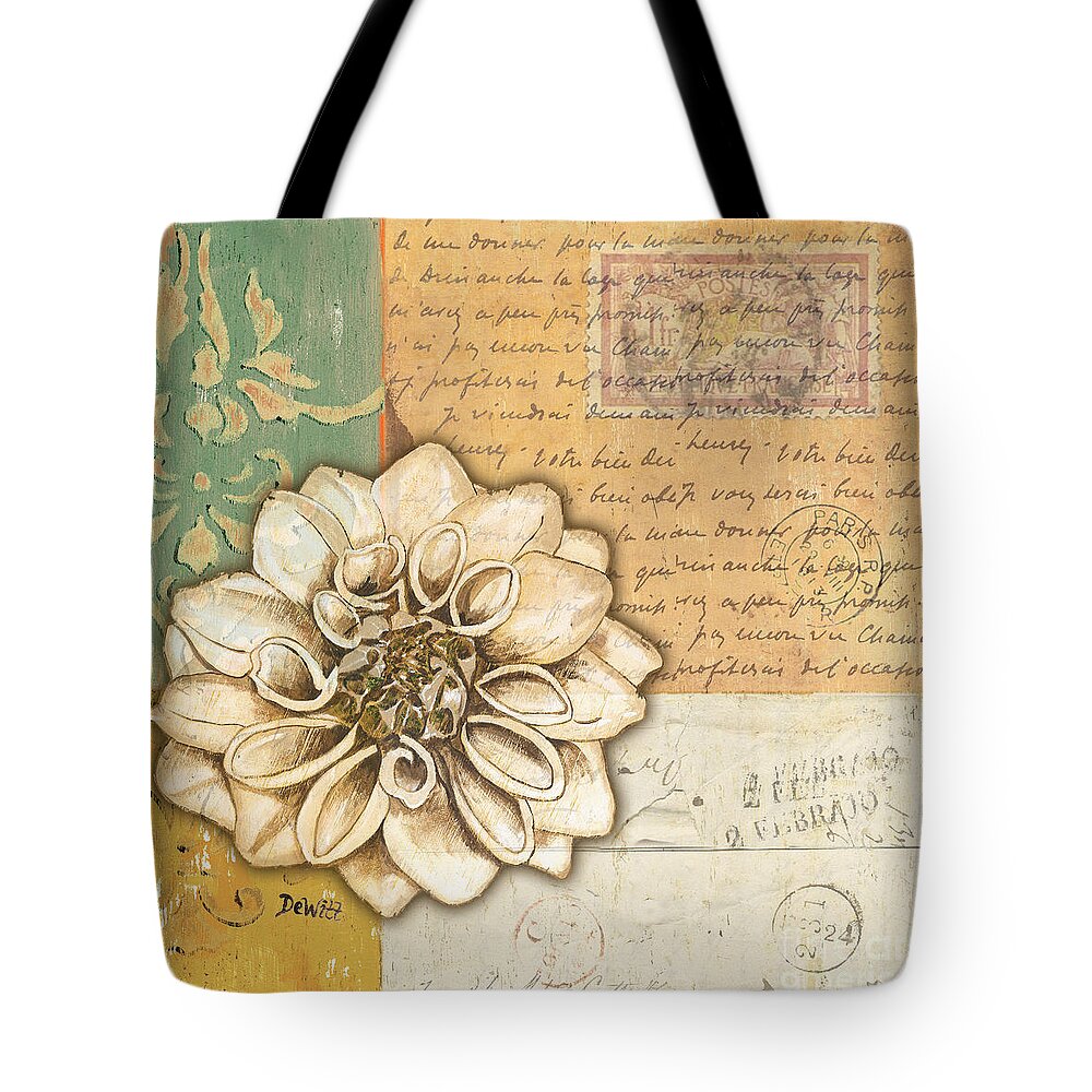 Flower Tote Bag featuring the painting Shabby Chic Floral 1 by Debbie DeWitt