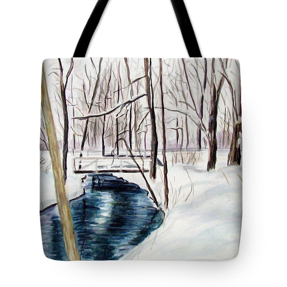 Winter Tote Bag featuring the painting Shawnee Stream 2 by Clara Sue Beym