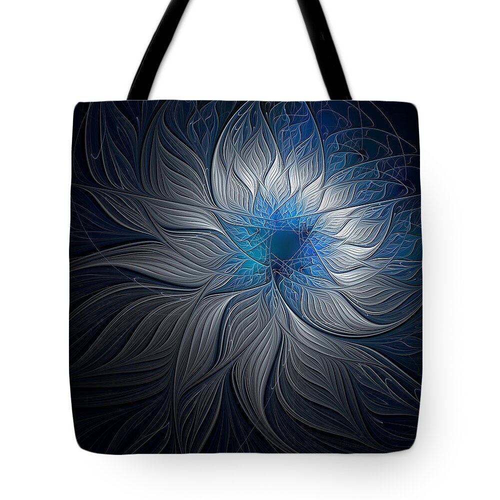 Digital Art Tote Bag featuring the digital art Silver and Blue by Amanda Moore