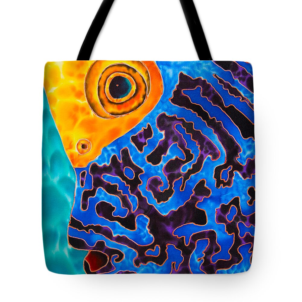  Fish Art Tote Bag featuring the painting Blue Angelfish by Daniel Jean-Baptiste