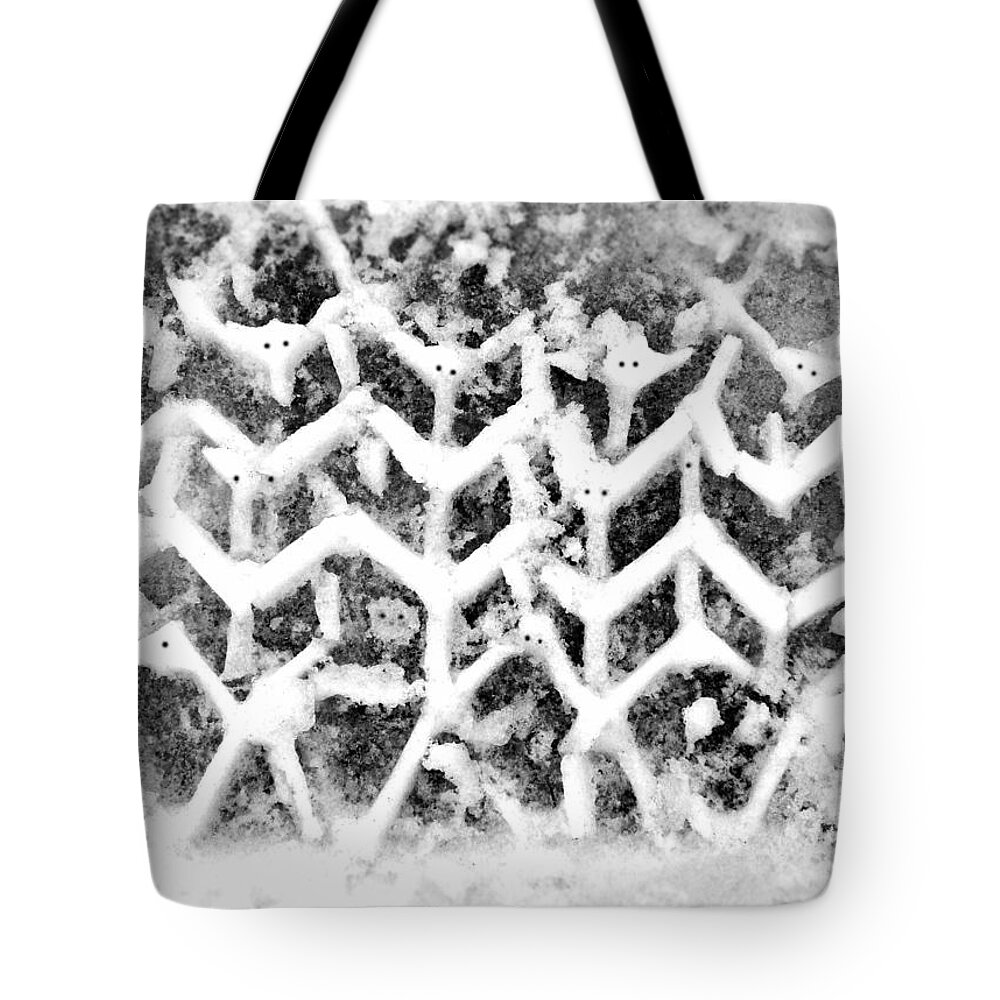 Snow Tote Bag featuring the photograph Snowmen by Charles Stuart
