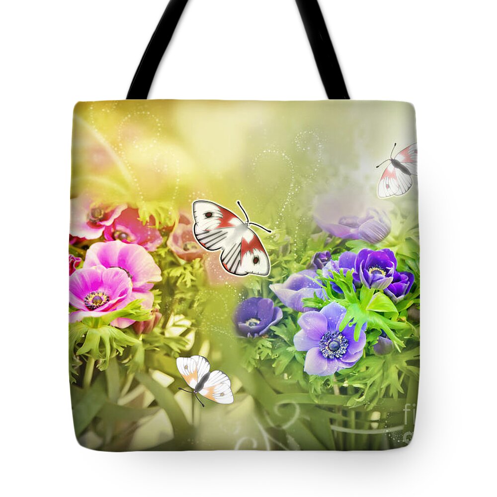 Summer Tote Bag featuring the digital art Spring Flowers by Ariadna De Raadt