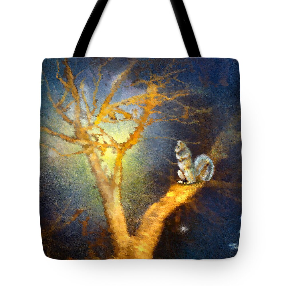 Animals Tote Bag featuring the painting Squirrel in Austin by Miki De Goodaboom