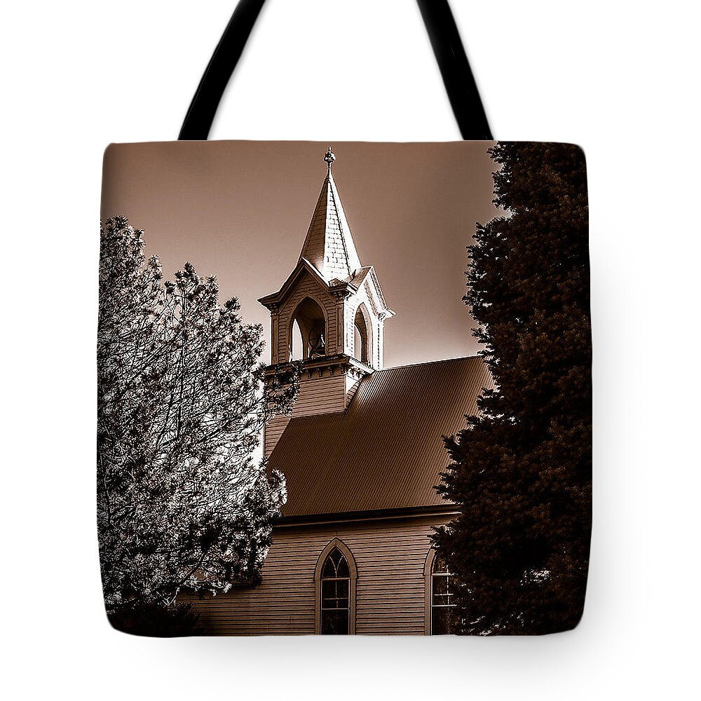 Rural Church Tote Bag featuring the photograph St. John's Lutheran Church In The Trees by Ed Peterson