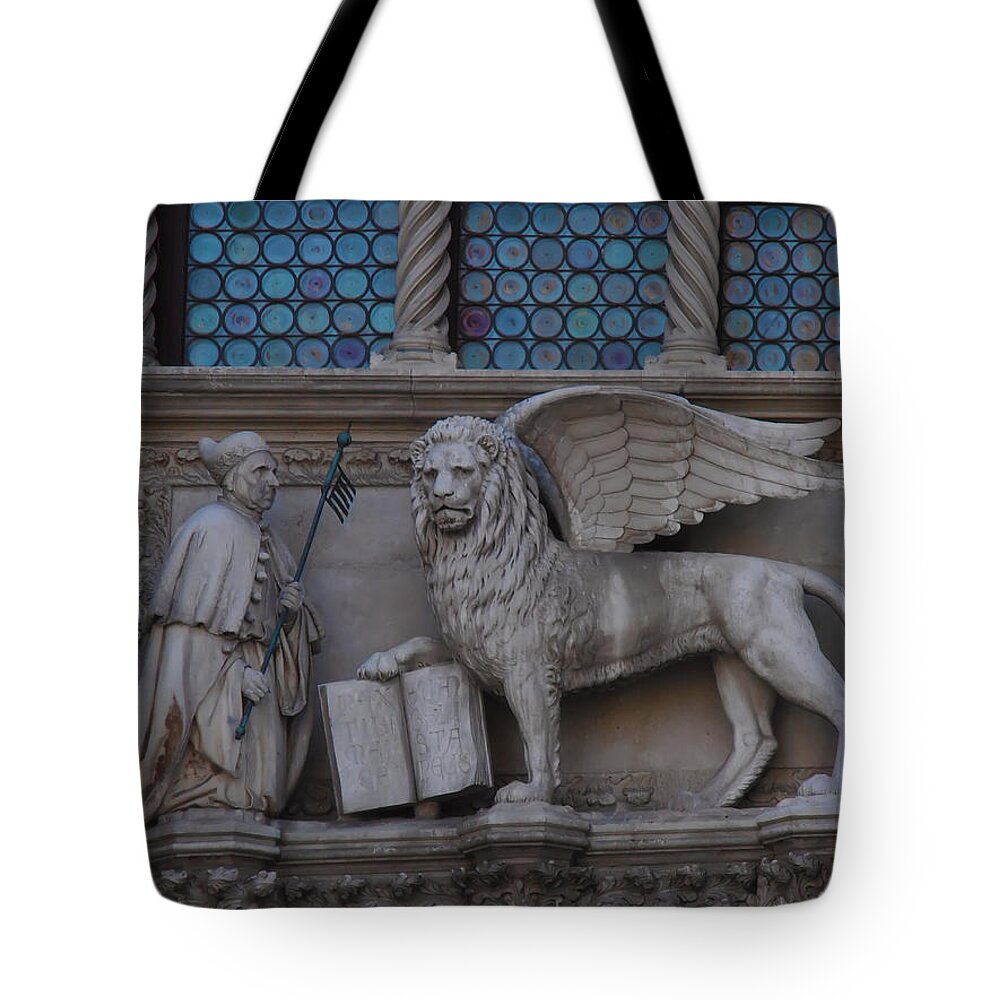 St. Marco And The Lion Tote Bag featuring the photograph St. Marco and the Lion by Bill Cannon