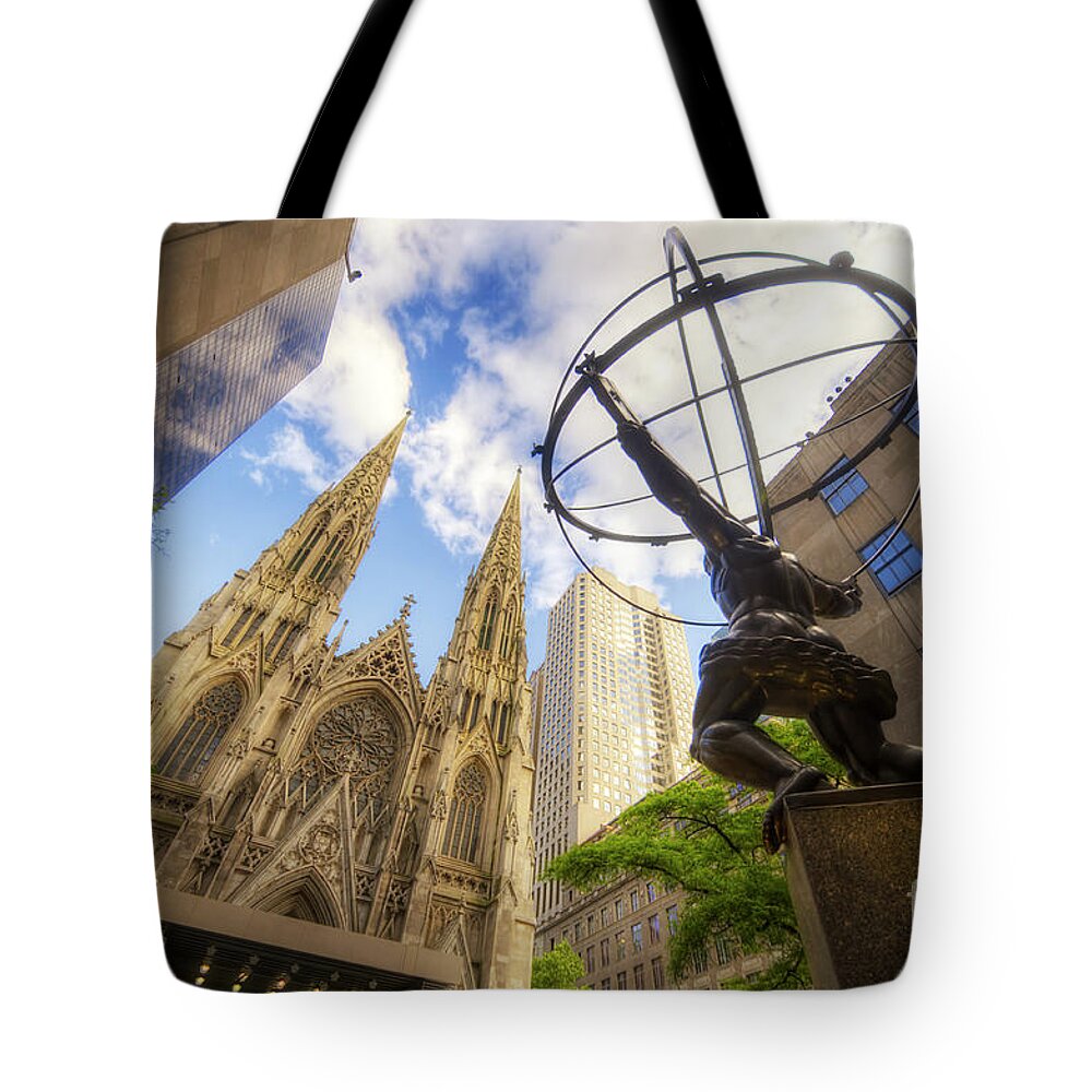 Art Tote Bag featuring the photograph Statue And Spires by Yhun Suarez