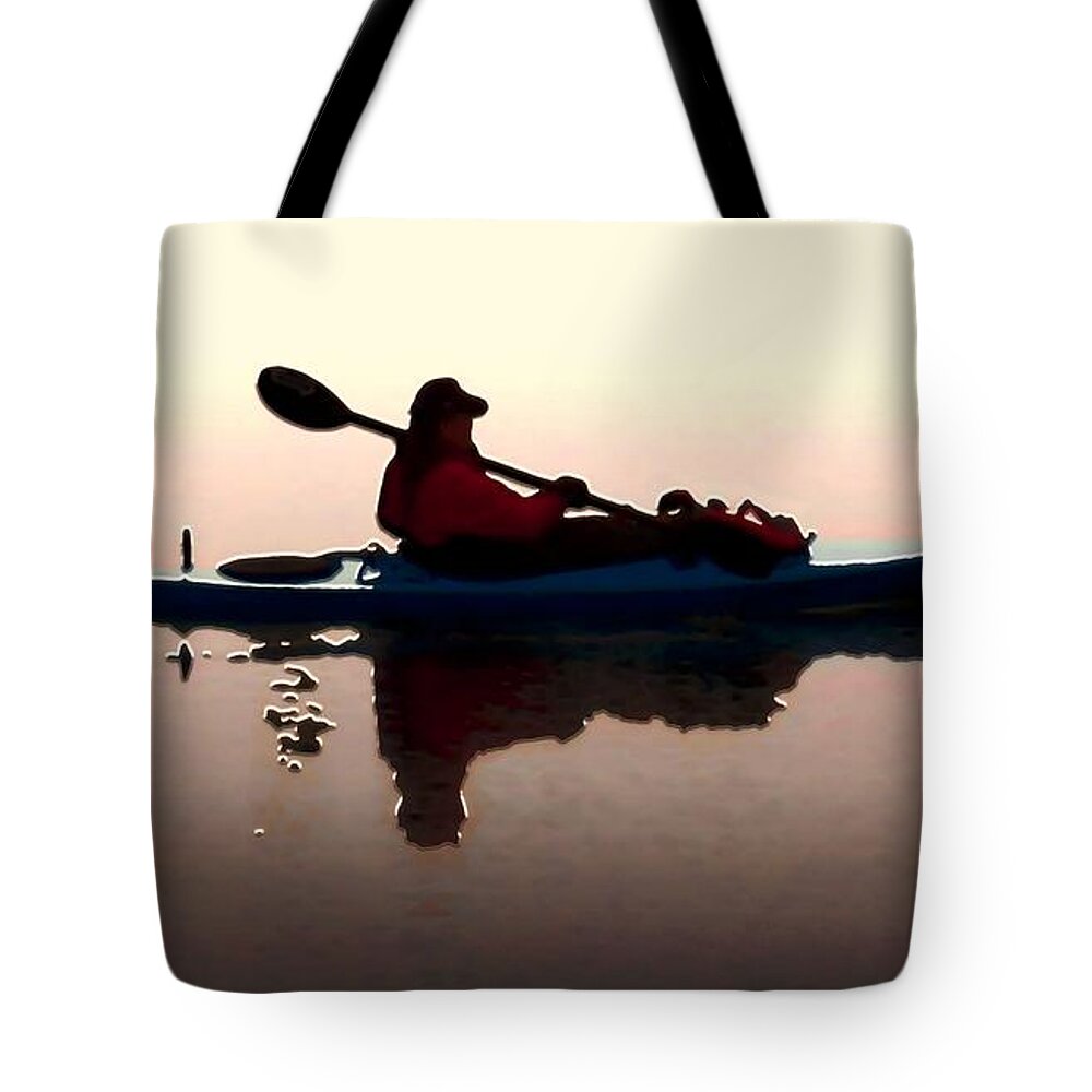 Kayak Tote Bag featuring the digital art Still Waters by Dale  Ford