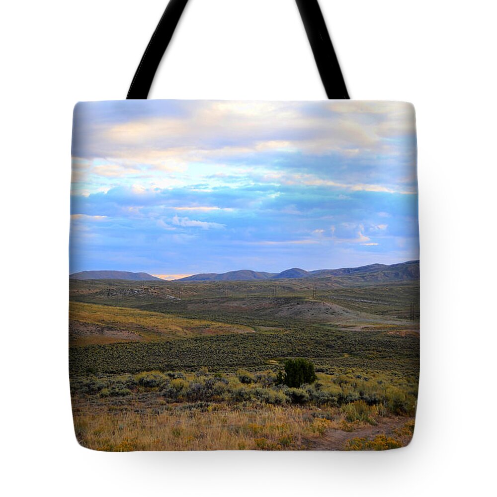 Fine Art Tote Bag featuring the photograph Stormy Wyoming Sunrise I by Donna Greene