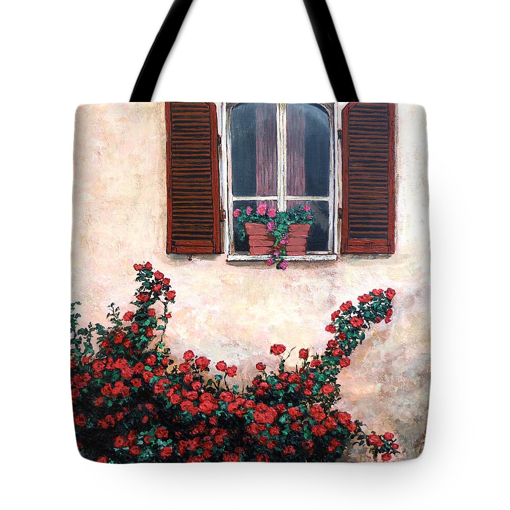 Studio Window Tote Bag featuring the painting Studio Window by Tom Roderick