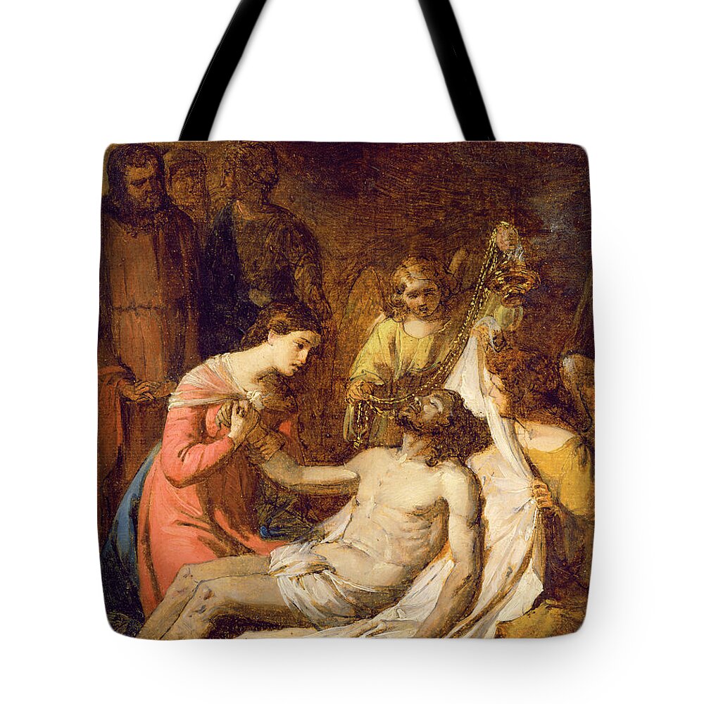 Xyc127206 Tote Bag featuring the photograph Study of the Lamentation on the Dead Christ by Benjamin West
