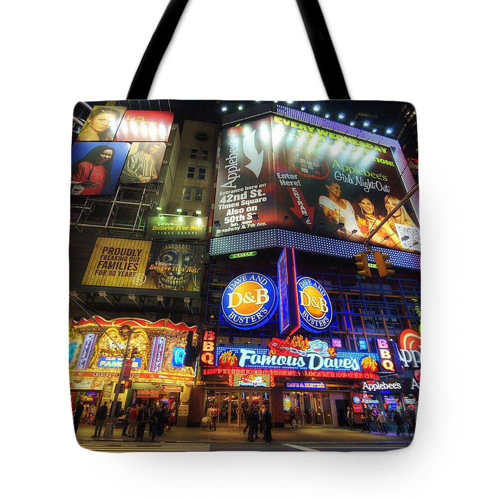 Art Tote Bag featuring the photograph Stunning Lights Of 42nd Street by Yhun Suarez