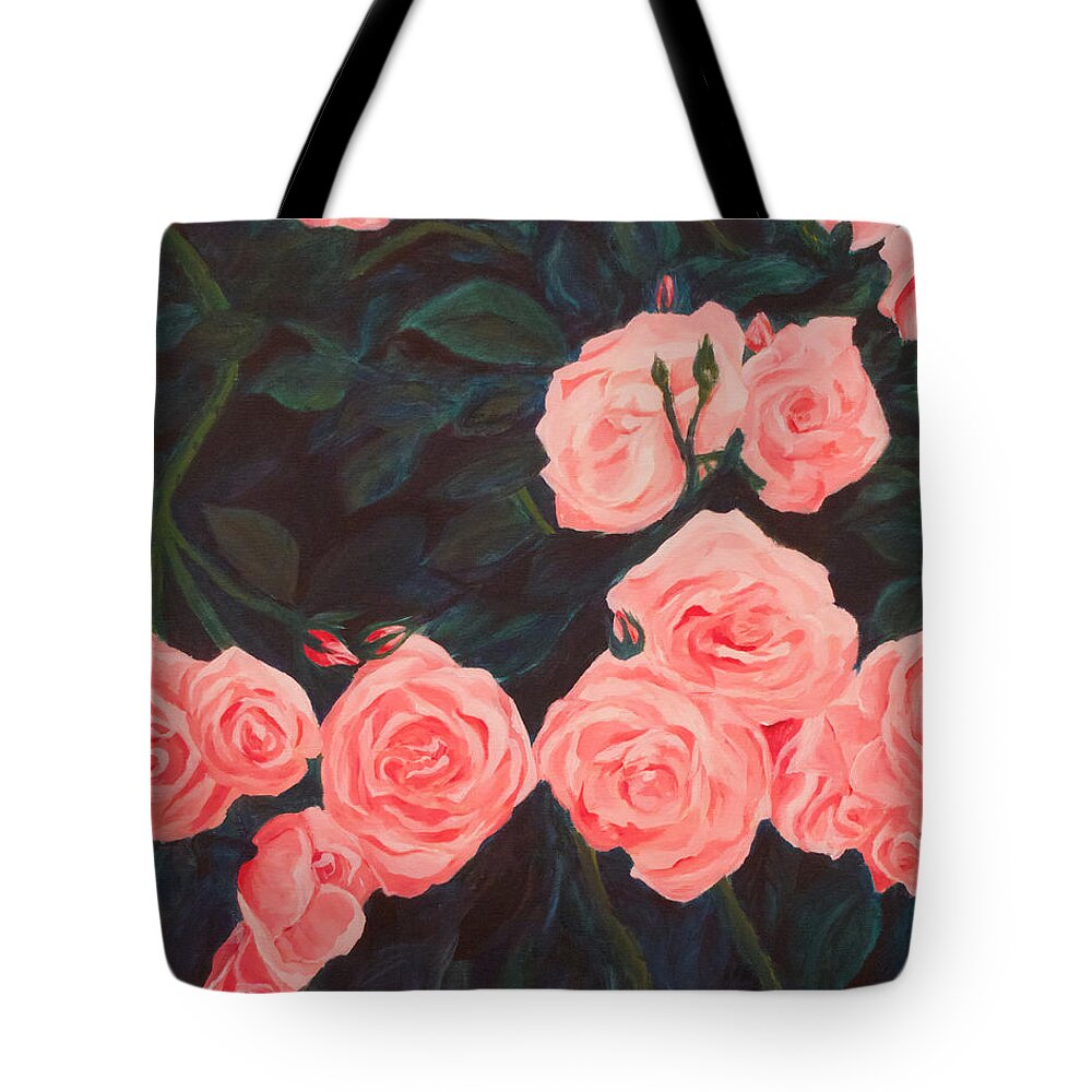 Roses Tote Bag featuring the painting Summer Hues by Milly Tseng