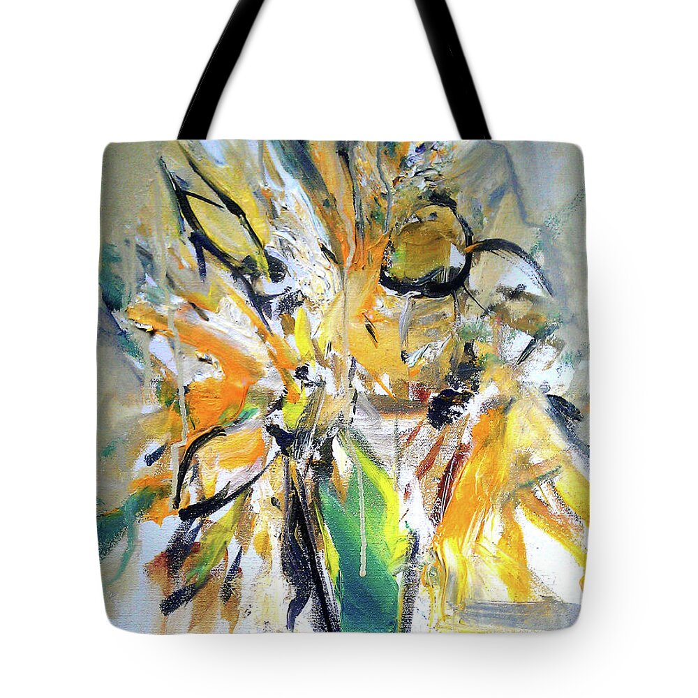 Sunflowers Tote Bag featuring the painting Sun Flower Day by John Gholson