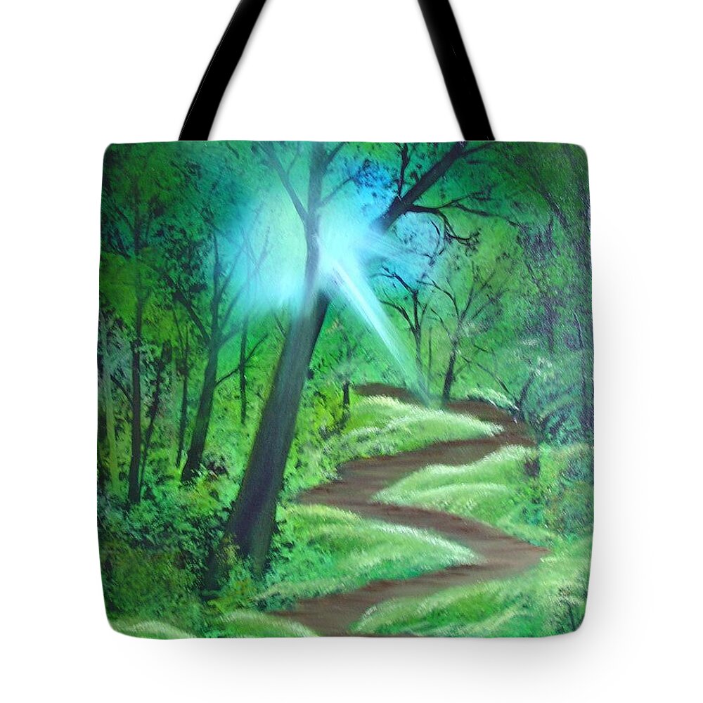 Painting Tote Bag featuring the painting Sunlight in the Forest by Charles and Melisa Morrison