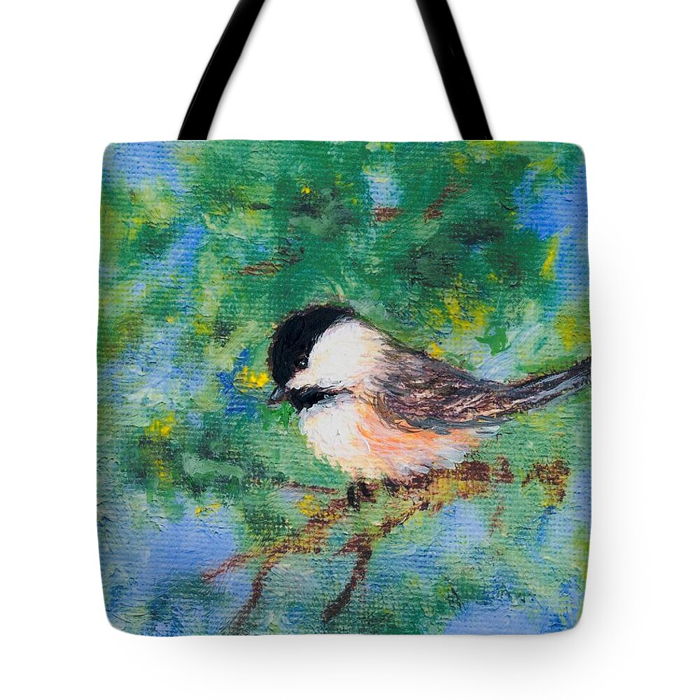 Chickadee Art Tote Bag featuring the painting Sunny Day Chickadee - Bird 2 by Kathleen McDermott